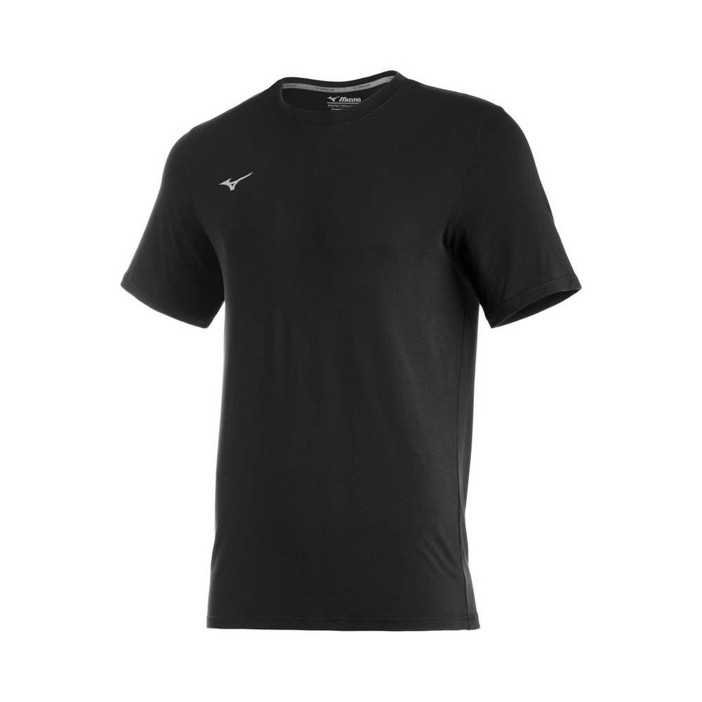 Mizuno Comp Diamond Short Sleeve Crew - Erkek Tişört - Siyah Türkiye (TWEBAD-372)